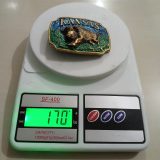 Kansas Buffalo vintage belt buckle – on scale showing weight