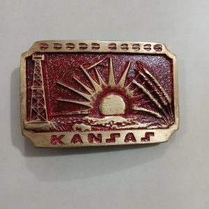 Kansas Sunflower vintage belt buckle – front view