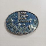 Keep Every Body Country FM94 OKC vintage belt buckle – front view