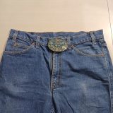 Keep Every Body Country FM94 OKC vintage belt buckle – worn on belt with jeans
