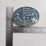 Keep Every Body Country FM94 OKC vintage belt buckle – with ruler for size