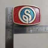 Letter S Logo vintage belt buckle – with ruler for size