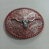 Longhorn Floral vintage belt buckle – front view