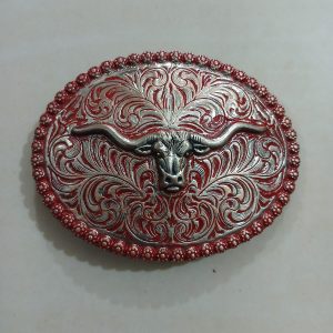 Longhorn Floral vintage belt buckle – front view