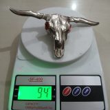 Longhorn Skull vintage belt buckle – on scale showing weight