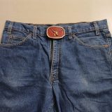 Longhorn Steer vintage belt buckle – worn on belt with jeans