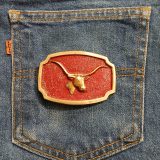 Longhorn Steer vintage belt buckle – on jeans back pocket