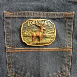 Louisiana Deer vintage belt buckle – on jeans back pocket
