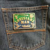 Louisiana Man vintage belt buckle – on jeans back pocket