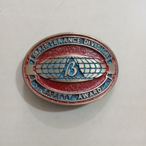 Maintenance Division Safety Award vintage belt buckle – front view