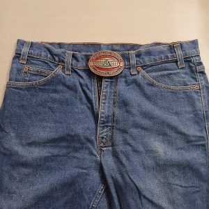 Maintenance Division Safety Award vintage belt buckle – worn on belt with jeans