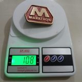Marathon vintage belt buckle – on scale showing weight