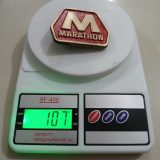 Marathon vintage belt buckle – on scale showing weight