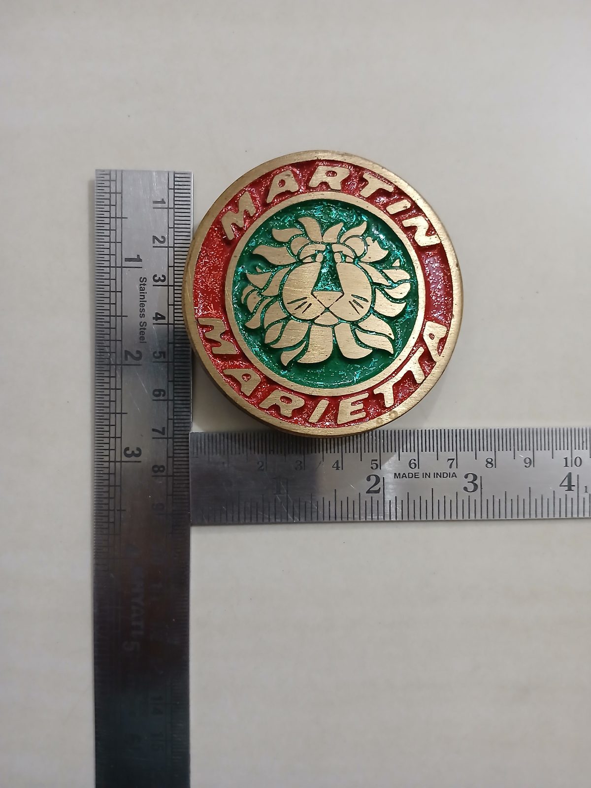 Martin Marietta Vintage Belt Buckle – With ruler for size Martin Marietta vintage belt buckle – with ruler for size