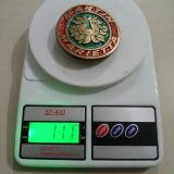 Martin Marietta vintage belt buckle – on scale showing weight