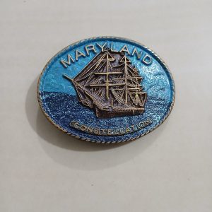 Maryland Constellation Ship vintage belt buckle – front view