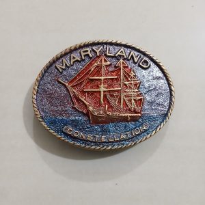 Maryland Constellation Ship vintage belt buckle – front view