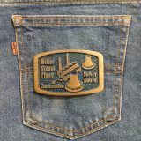 Miller Steam Plant Construction Safety Award vintage belt buckle – on jeans back pocket