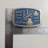 Miller Steam Plant Construction Safety Award vintage belt buckle – with ruler for size