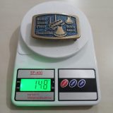 Miller Steam Plant Construction Safety Award vintage belt buckle – on scale showing weight