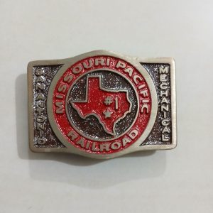 Missouri Pacific Railroad vintage belt buckle – front view