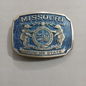 Missouri Show Me State vintage belt buckle – front view