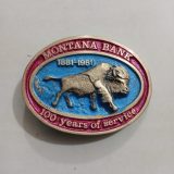 Montana Bank 1881-1981 vintage belt buckle – front view