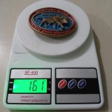 Montana Bank 1881-1981 vintage belt buckle – on scale showing weight