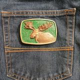 Moose vintage belt buckle – on jeans back pocket