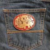 Mustang 1901-1986 vintage belt buckle – on jeans back pocket