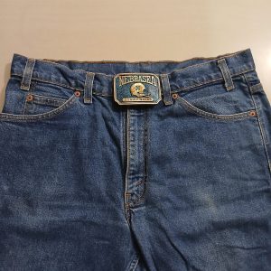 Nebraska Cornhuskers vintage belt buckle – worn on belt with jeans