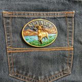 Nevada Bighorn Ram vintage belt buckle – on jeans back pocket