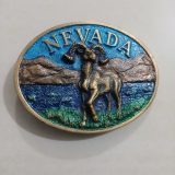 Nevada Bighorn Ram vintage belt buckle – front view