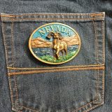 Nevada Bighorn Ram vintage belt buckle – on jeans back pocket