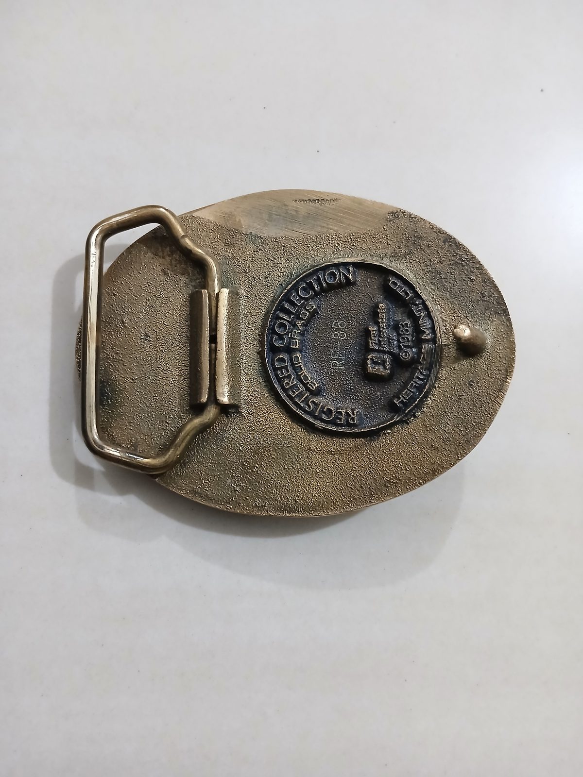 Nevada Bighorn Ram Vintage Belt Buckle – Back view Nevada Bighorn Ram vintage belt buckle – back view