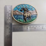 Nevada Bighorn Ram vintage belt buckle – with ruler for size