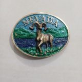 Nevada Bighorn Ram vintage belt buckle – front view
