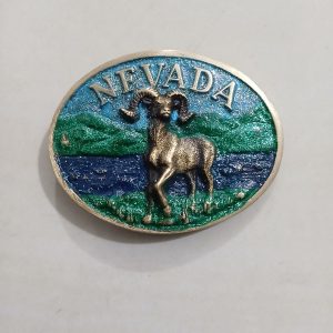 Nevada Bighorn Ram vintage belt buckle – front view