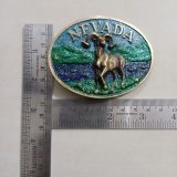 Nevada Bighorn Ram vintage belt buckle – with ruler for size