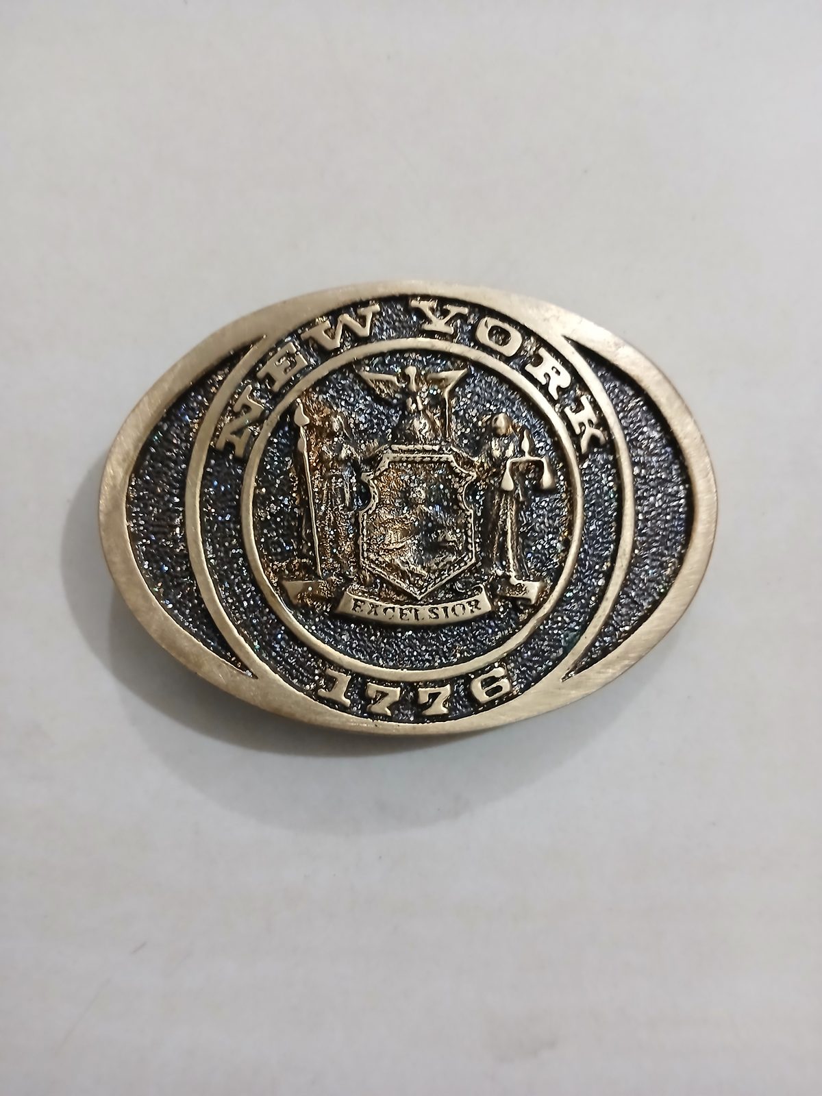 New York 1776 Vintage Belt Buckle – Front view New York 1776 vintage belt buckle – front view