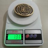 New York 1776 vintage belt buckle – on scale showing weight