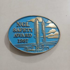 NGL Safety Award 1987 vintage belt buckle – front view