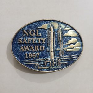 NGL Safety Award 1987 vintage belt buckle – front view