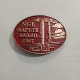 NGL Safety Award 1987 vintage belt buckle – front view