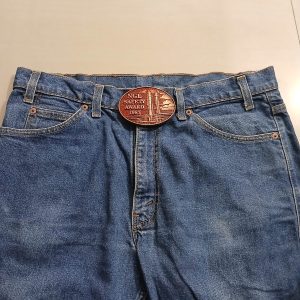 NGL Safety Award 1987 vintage belt buckle – worn on belt with jeans