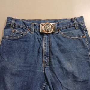 Norcon Inc Prudhoe Bay Safety Award vintage belt buckle – worn on belt with jeans