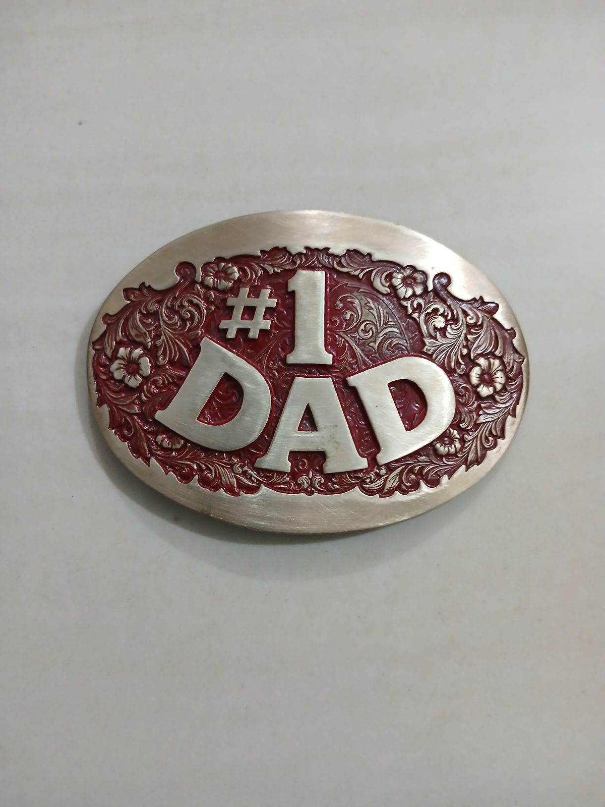Number 1 Dad Vintage Belt Buckle – Front view Number 1 Dad vintage belt buckle – front view