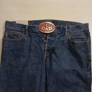 Number 1 Dad vintage belt buckle – worn on belt with jeans