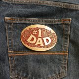 Number 1 Dad vintage belt buckle – on jeans back pocket