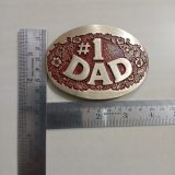 Number 1 Dad vintage belt buckle – with ruler for size